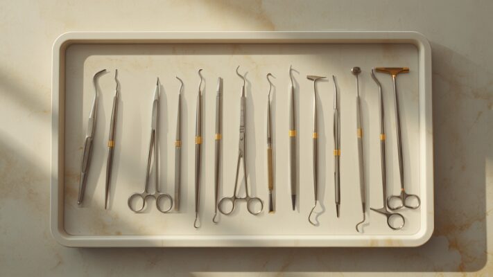 Instrumental médico de una clínica capilar